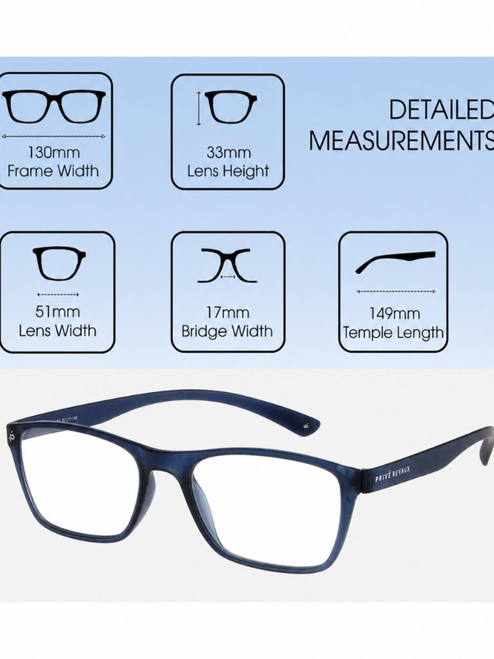 Prive Revaux Socrates Unisex Panthos Designer Reading Glasses in Royal Blue 51mm
